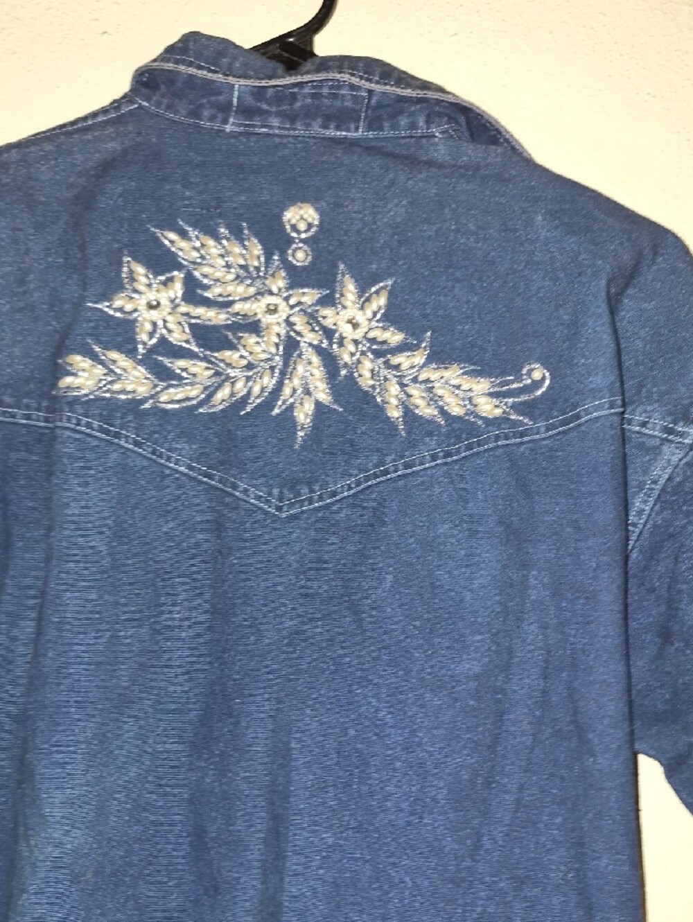 Embroidered Denim Western Shirt - Blue - Picture 5 of 11